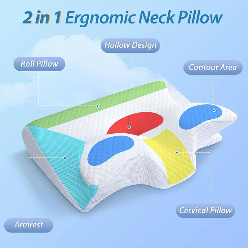 Wellsphere™ 2 in 1 Ergonomic Contour Orthopedic Pillow for Neck Pain